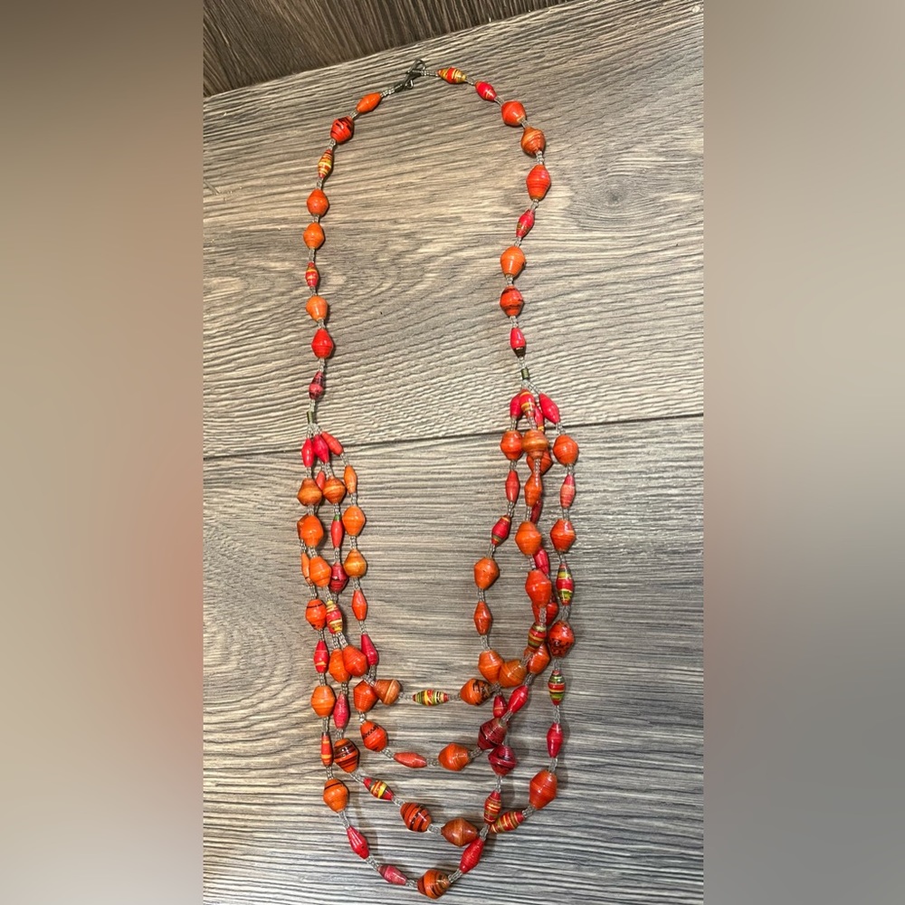 Antique Multi-Strand Paper Bead Necklace
